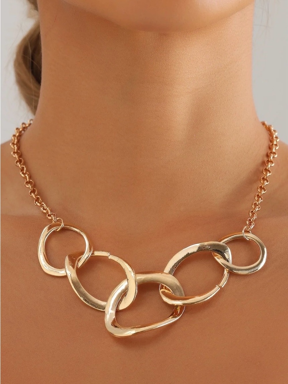 Gold Linked Statement Necklace & Earring Set - NWOT